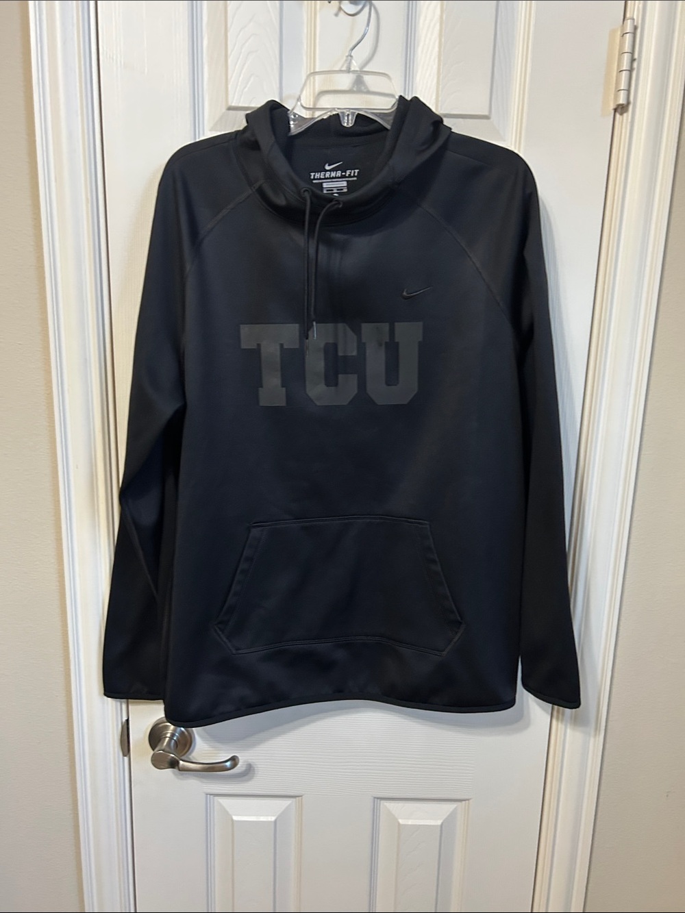 Nike Men’s Black Therma-FIT Zip-Up Hoodie with TCU Logo-XL